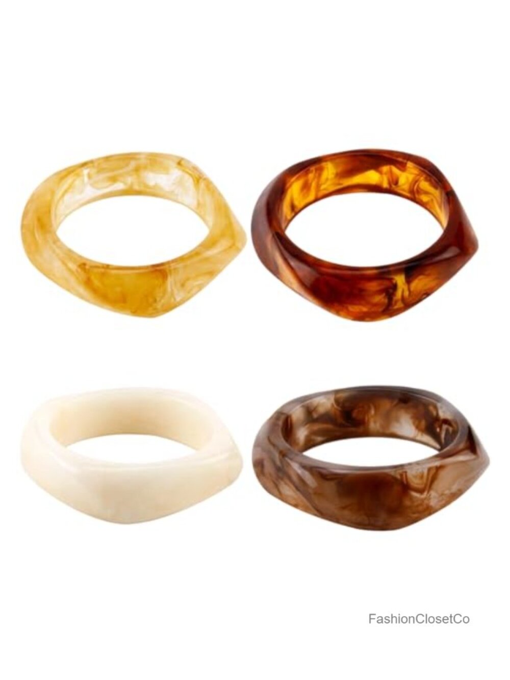 Resin Chunky Bangle Set for Women - Irregular Acrylic Bracelets Punk Statement
